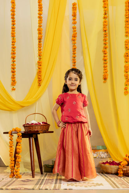 Orange & Pink Lehenga Choli Set for Girls | Jhilmil Collection