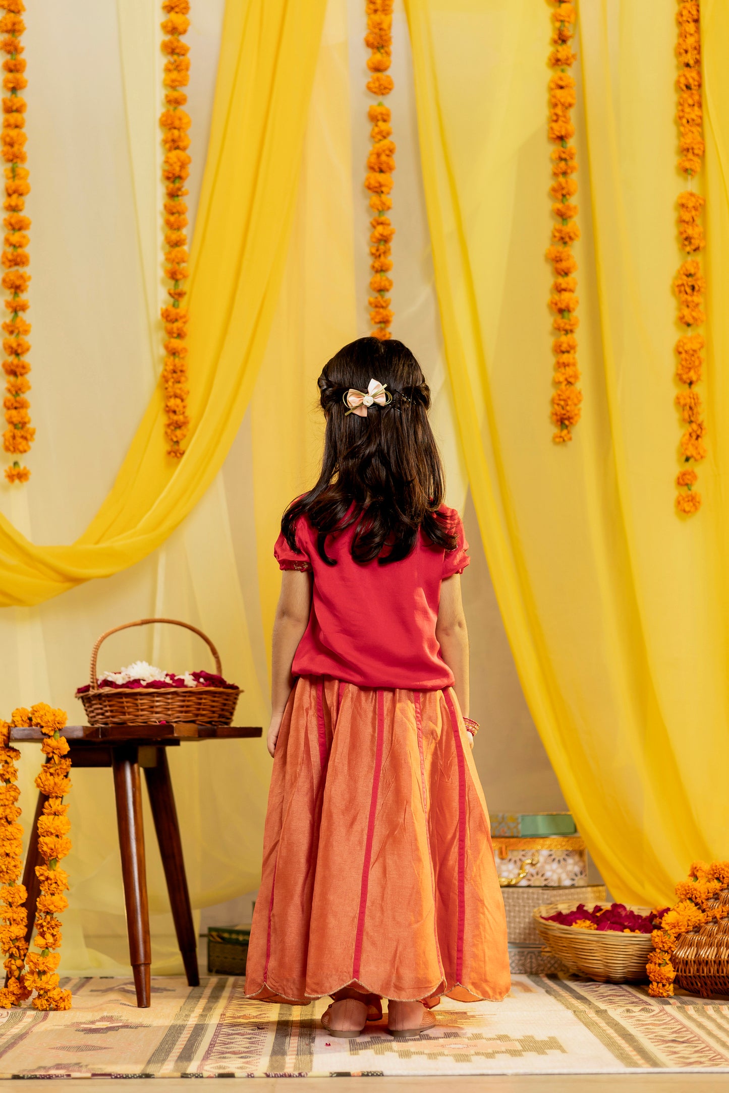 Orange & Pink Lehenga Choli Set for Girls | Jhilmil Collection
