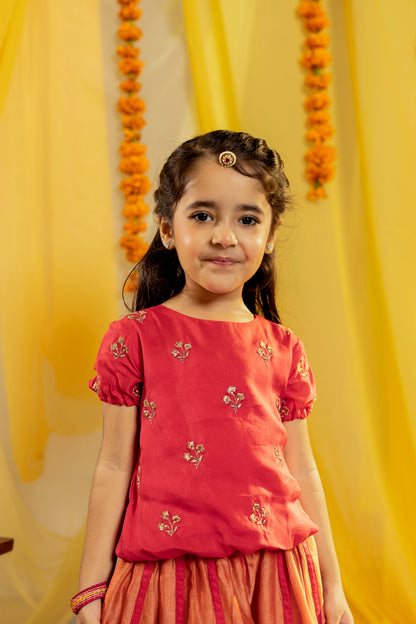 Orange & Pink Lehenga Choli Set for Girls | Jhilmil Collection