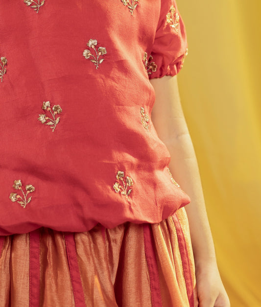 Orange & Pink Lehenga Choli Set for Girls | Jhilmil Collection