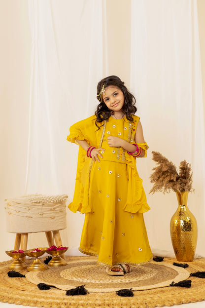 Bright Yellow Lehenga Set with Dupatta | Jhilmil Collection