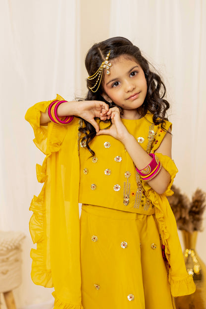 Bright Yellow Lehenga Set with Dupatta | Jhilmil Collection