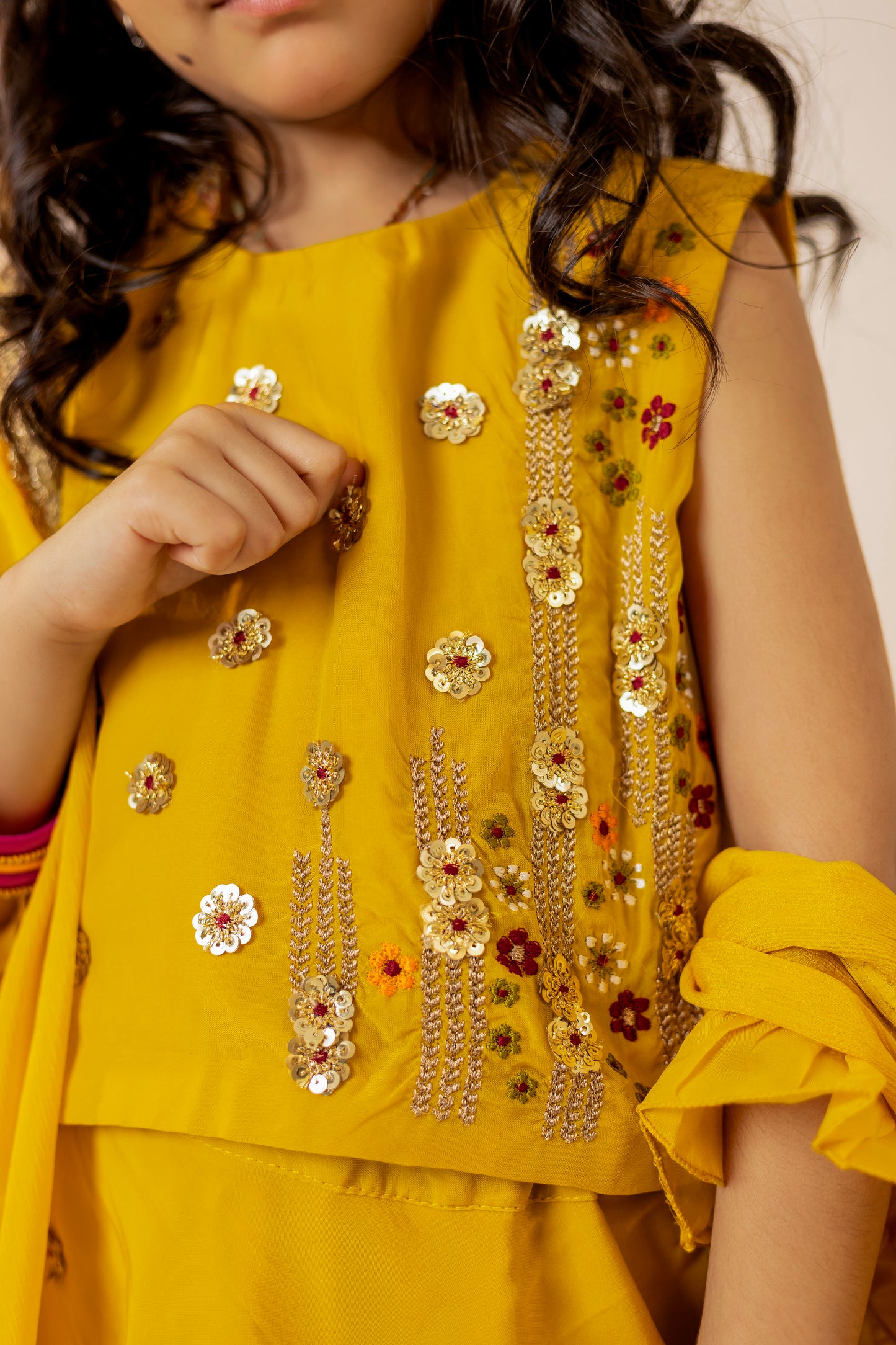 Bright Yellow Lehenga Set with Dupatta | Jhilmil Collection