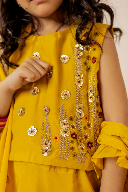 Bright Yellow Lehenga Set with Dupatta | Jhilmil Collection
