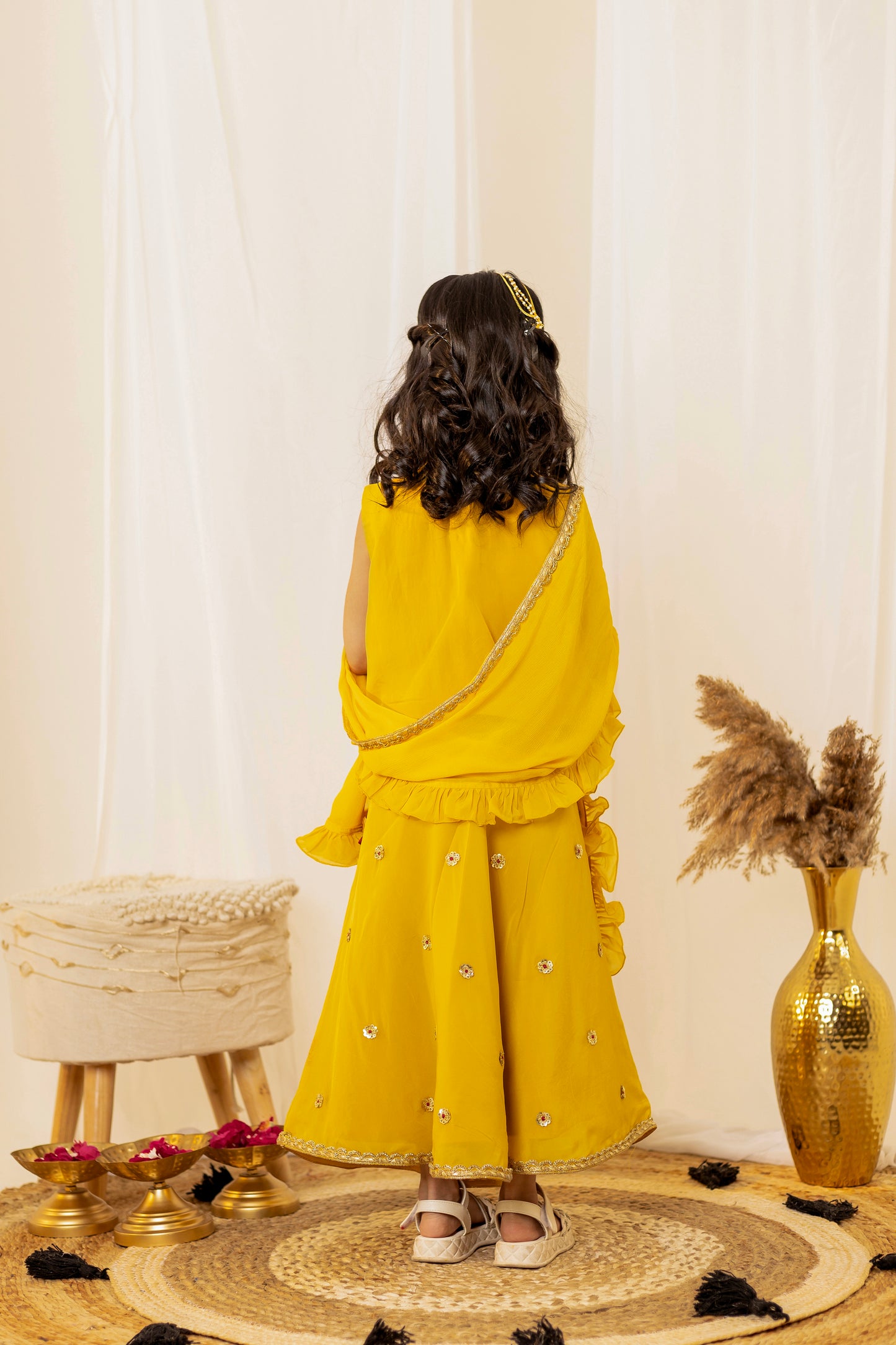 Bright Yellow Lehenga Set with Dupatta | Jhilmil Collection