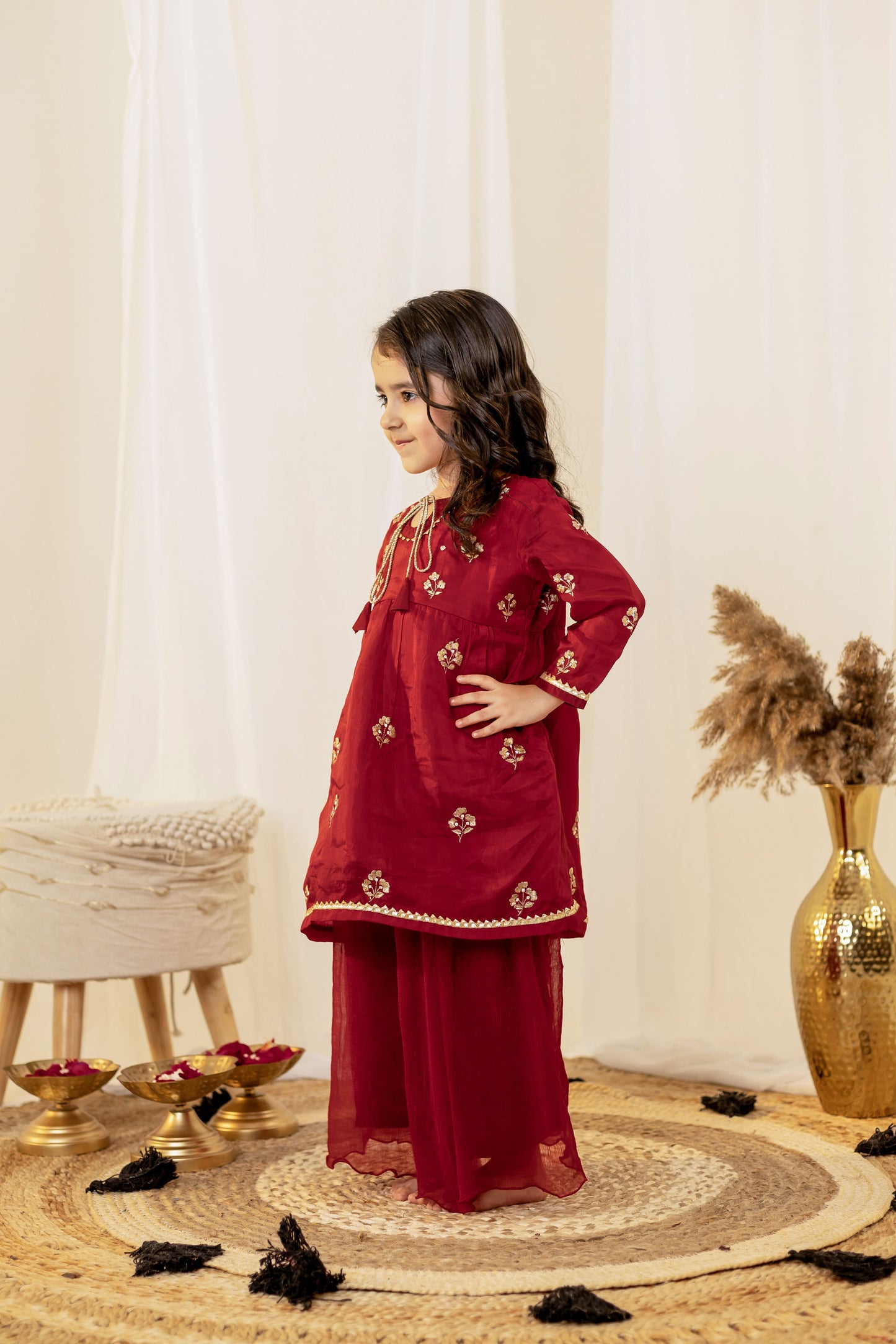 Crimson Red Flared Kurta Set | Jhilmil Collection