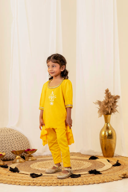 Bright Yellow Kurta Set for Girls | Jhilmil Collection