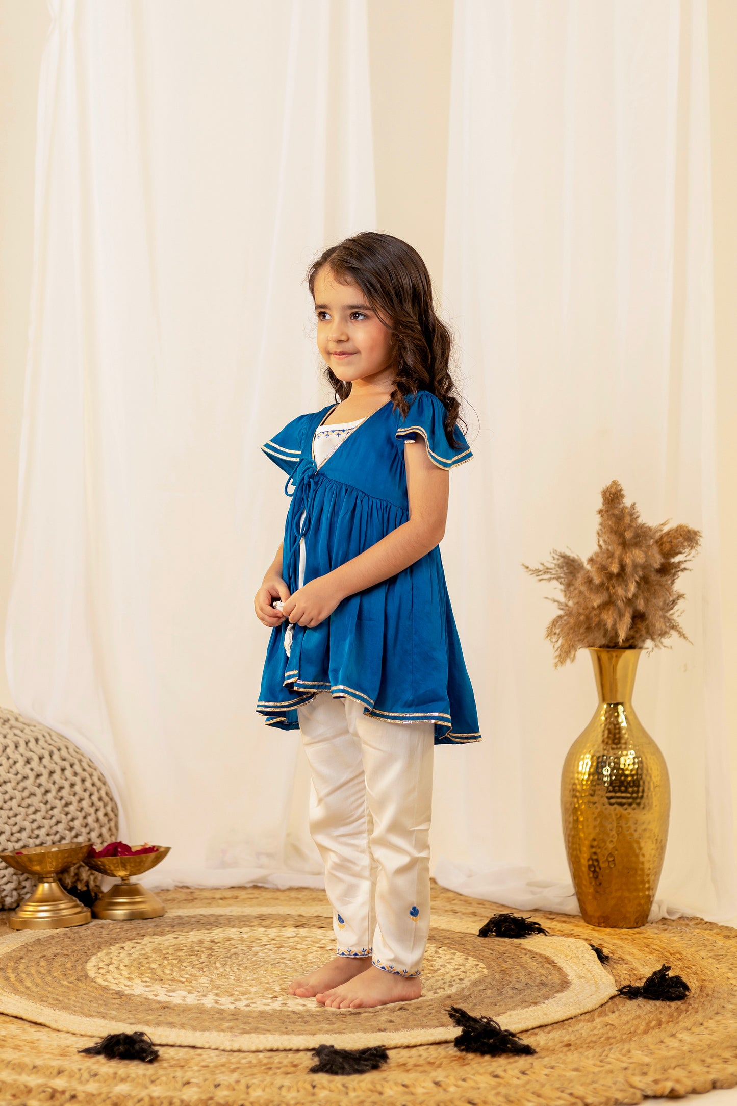 Royal Blue Peplum Dhoti Set for Girls | Jhilmil Collection