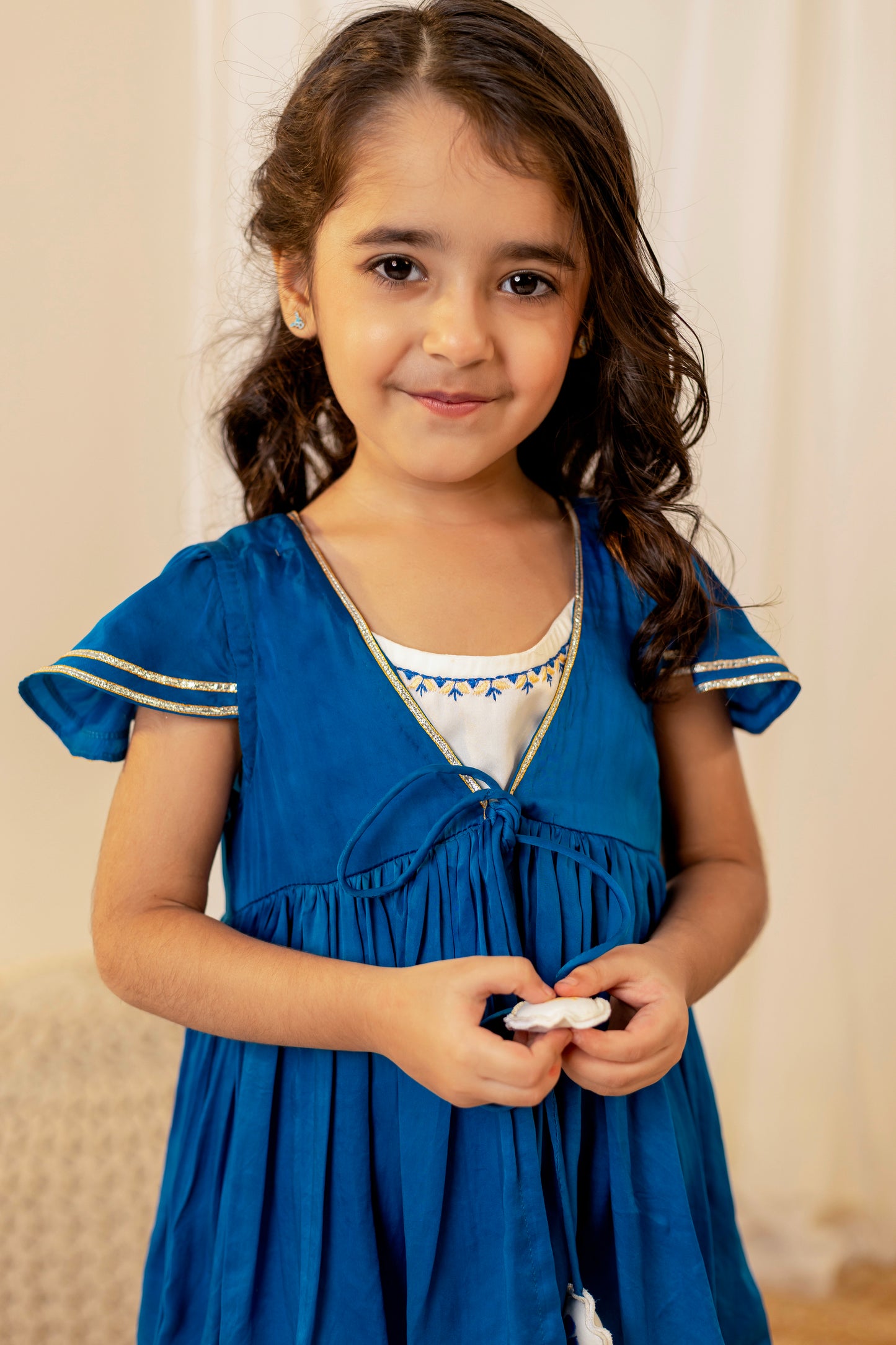 Royal Blue Peplum Dhoti Set for Girls | Jhilmil Collection