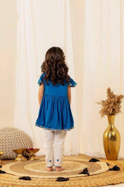 Royal Blue Peplum Dhoti Set for Girls | Jhilmil Collection