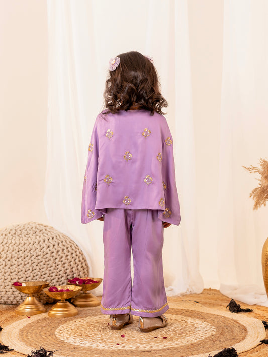 Lilac Cape Pant Set for Girls | Jhilmil Collection